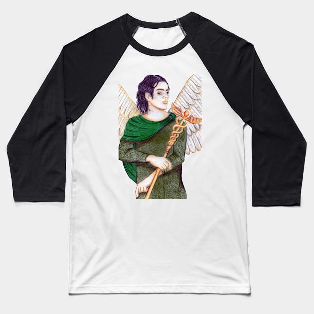 Archangel Raphael the Healer- Teal Baseball T-Shirt by EarthSoul